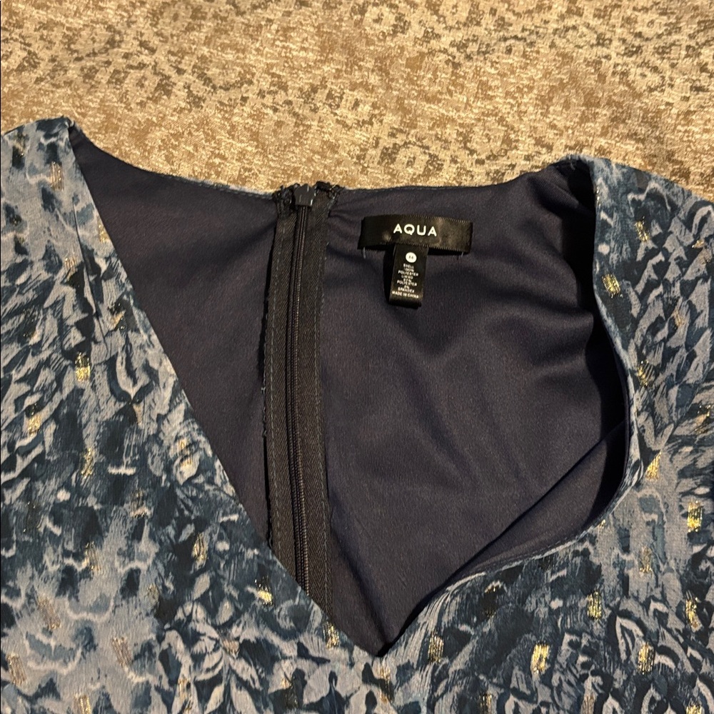 Aqua Blue and Gold Textured Dress - Picture 3 of 5